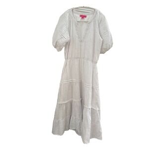 Vtg Betsey Johnson Maxi Dress M Cottage-Core Prairie Boho Babydoll Milkmaid Y2K